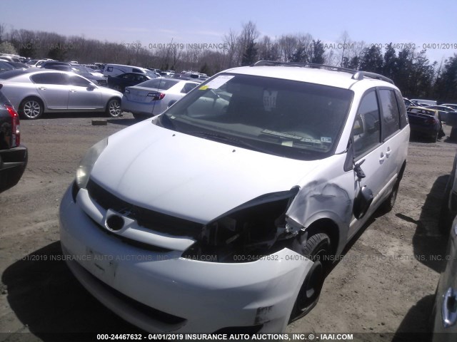 5TDZK23C68S116492 - 2008 TOYOTA SIENNA CE/LE WHITE photo 2