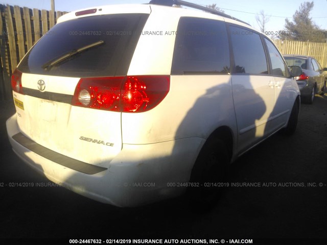 5TDZK23C68S116492 - 2008 TOYOTA SIENNA CE/LE WHITE photo 4