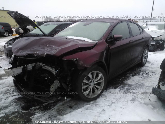 1C3CCCBGXGN142566 - 2016 CHRYSLER 200 S BURGUNDY photo 2