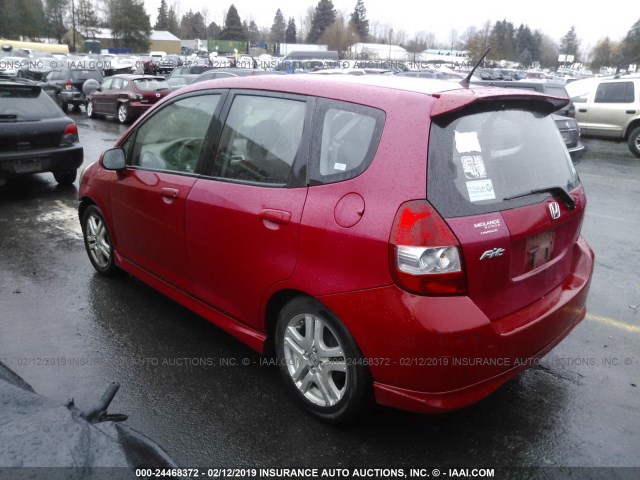 JHMGD386X8S045605 - 2008 HONDA FIT SPORT RED photo 3