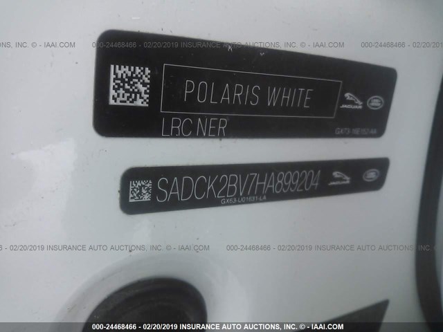 SADCK2BV7HA899204 - 2017 JAGUAR F-PACE PRESTIGE WHITE photo 9
