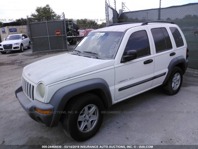 1J4GL48K73W618334 - 2003 JEEP LIBERTY SPORT/FREEDOM WHITE photo 2