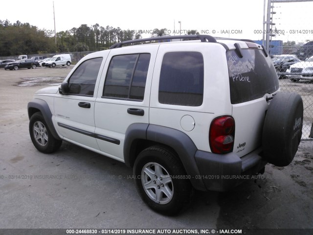 1J4GL48K73W618334 - 2003 JEEP LIBERTY SPORT/FREEDOM WHITE photo 3