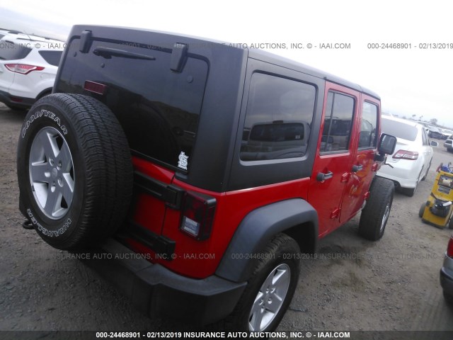 1C4HJWDG5FL533043 - 2015 JEEP WRANGLER UNLIMITE SPORT RED photo 4