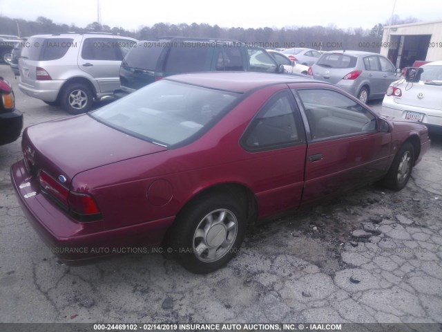 1FAPP62T6PH210334 - 1993 FORD THUNDERBIRD LX BURGUNDY photo 4