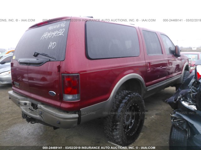 1FMSU45P64ED76667 - 2004 FORD EXCURSION EDDIE BAUER RED photo 4