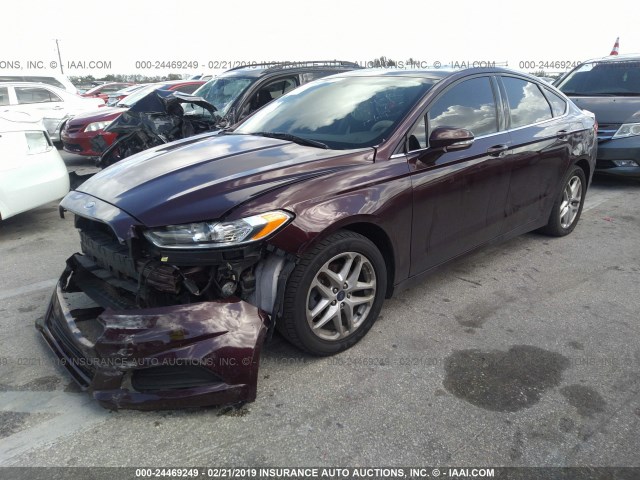 3FA6P0HR1DR381717 - 2013 FORD FUSION SE BURGUNDY photo 2