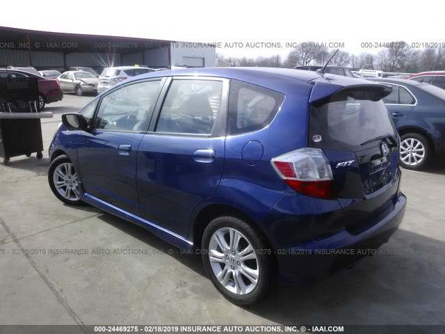 JHMGE8H51BC016559 - 2011 HONDA FIT SPORT BLUE photo 3