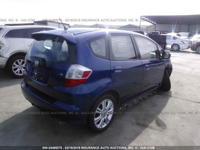 JHMGE8H51BC016559 - 2011 HONDA FIT SPORT BLUE photo 4