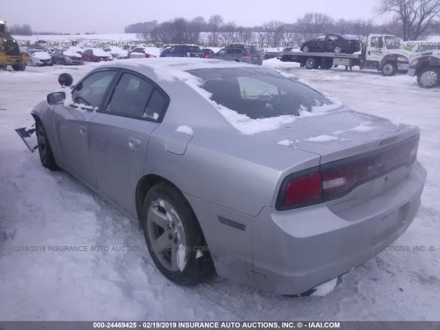 2C3CDXAT1CH122177 - 2012 DODGE CHARGER POLICE SILVER photo 3