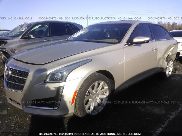 1G6AR5S3XE0140615 - 2014 CADILLAC CTS LUXURY COLLECTION GOLD photo 2