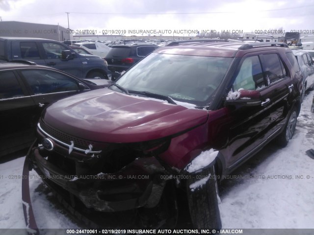 1FM5K7F86DGA94304 - 2013 FORD EXPLORER LIMITED RED photo 2