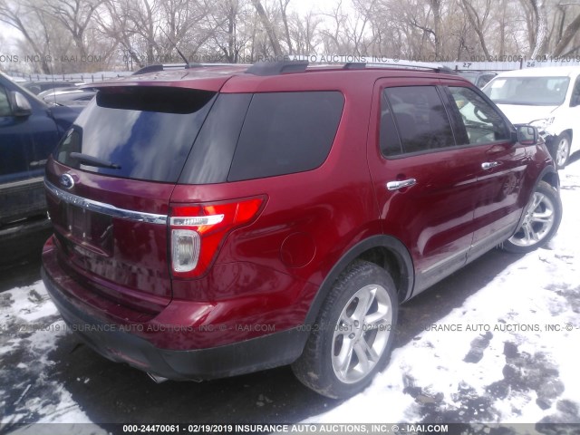 1FM5K7F86DGA94304 - 2013 FORD EXPLORER LIMITED RED photo 4