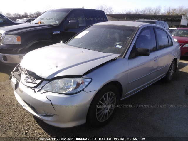 2HGES16505H616018 - 2005 HONDA CIVIC LX SILVER photo 2