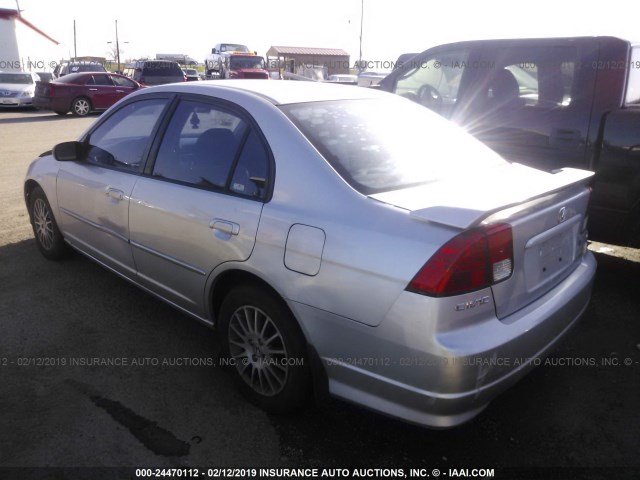 2HGES16505H616018 - 2005 HONDA CIVIC LX SILVER photo 3