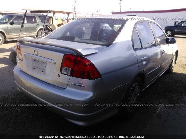 2HGES16505H616018 - 2005 HONDA CIVIC LX SILVER photo 4