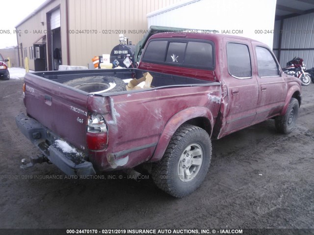 5TEHN72N01Z786597 - 2001 TOYOTA TACOMA DOUBLE CAB RED photo 4