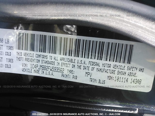 1C4PJMBB2FW593562 - 2015 JEEP CHEROKEE TRAILHAWK 黑色 照片 9