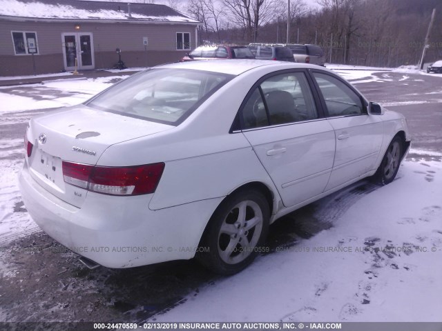 5NPEU46F87H185196 - 2007 HYUNDAI SONATA SE/LIMITED WHITE photo 4