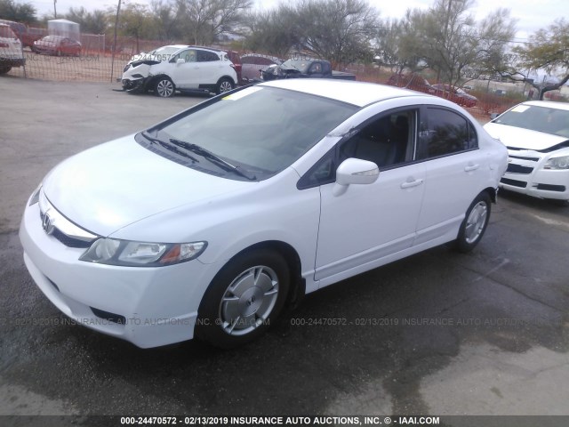 JHMFA3F25AS007225 - 2010 HONDA CIVIC HYBRID WHITE photo 2