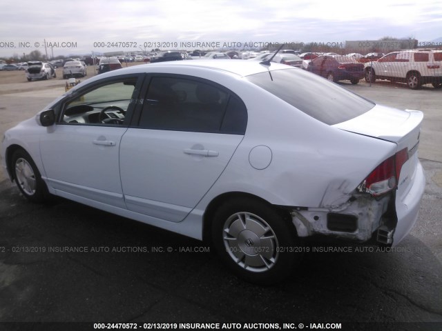 JHMFA3F25AS007225 - 2010 HONDA CIVIC HYBRID WHITE photo 6