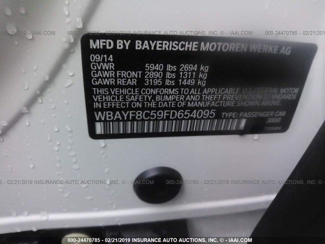 WBAYF8C59FD654095 - 2015 BMW 750 LXI WHITE photo 9
