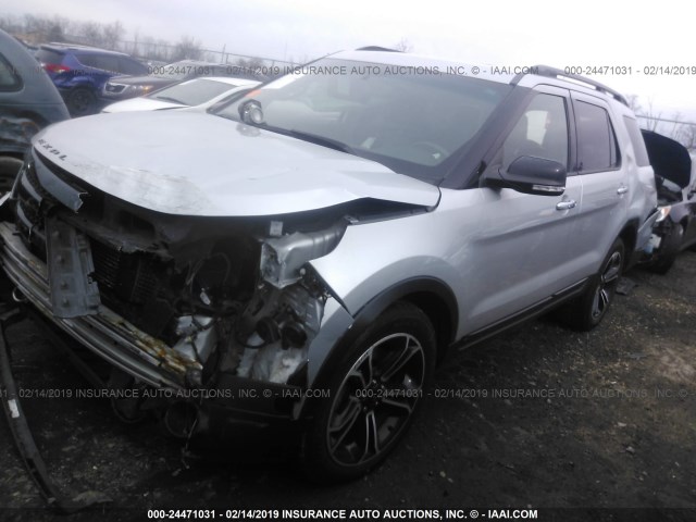 1FM5K8GTXEGC06693 - 2014 FORD EXPLORER SPORT SILVER photo 2