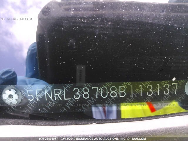 5FNRL38708B113137 - 2008 HONDA ODYSSEY EXL GRAY photo 9