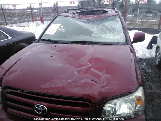 JTEEP21AX60144504 - 2006 TOYOTA HIGHLANDER LIMITED RED photo 6