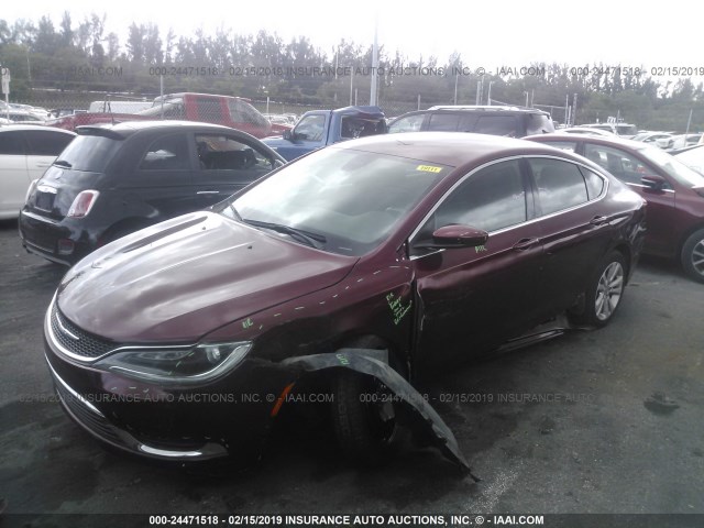 1C3CCCAB9GN166315 - 2016 CHRYSLER 200 LIMITED RED photo 2