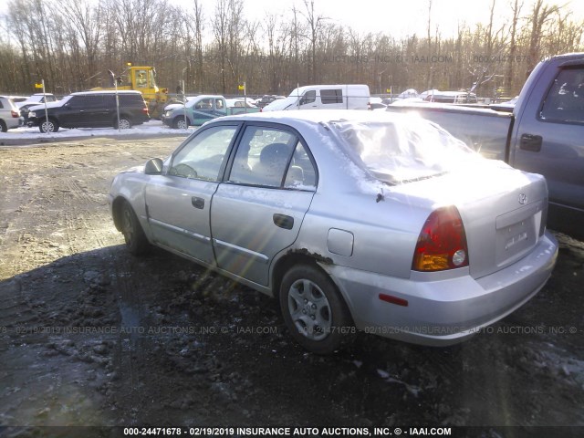 KMHCG45C44U512860 - 2004 HYUNDAI ACCENT GL SILVER photo 3