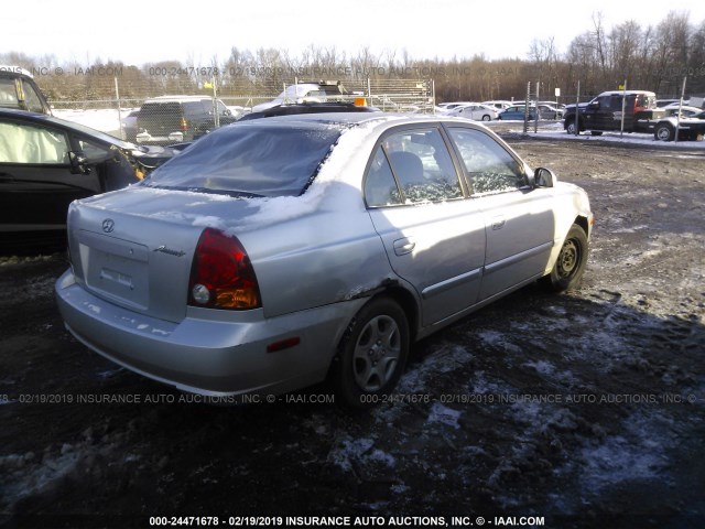 KMHCG45C44U512860 - 2004 HYUNDAI ACCENT GL SILVER photo 4