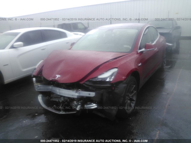 5YJ3E1EA9JF011684 - 2018 TESLA MODEL 3 RED photo 2