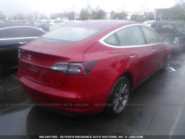 5YJ3E1EA9JF011684 - 2018 TESLA MODEL 3 RED photo 4