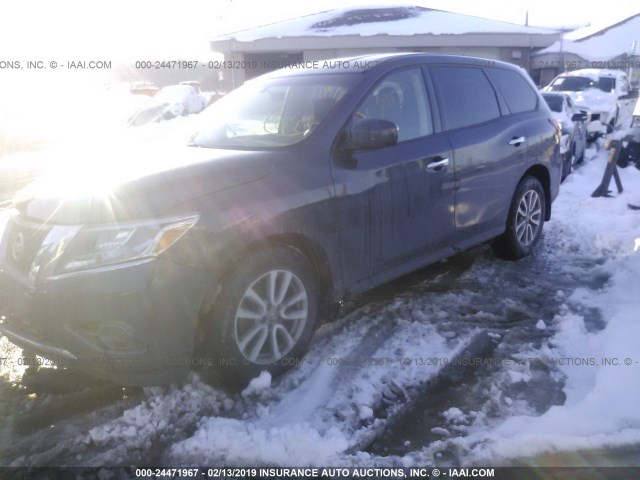 5N1AR2MM2EC728911 - 2014 NISSAN PATHFINDER S/SV/SL/PLATINUM GRAY photo 2
