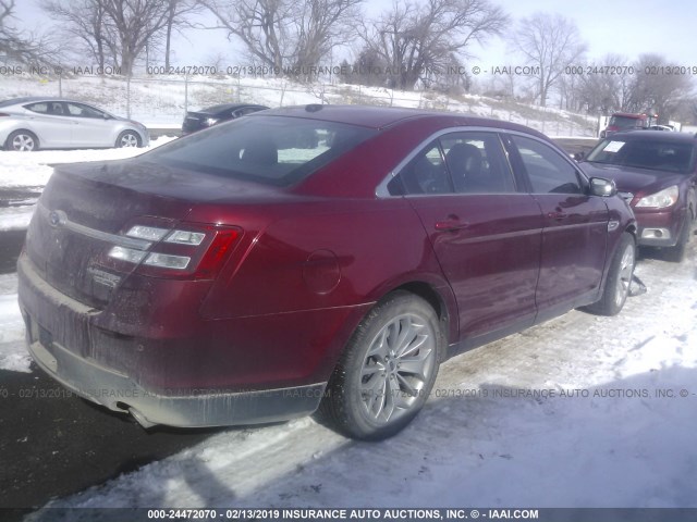 1FAHP2F80HG104455 - 2017 FORD TAURUS LIMITED RED photo 4