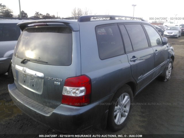 JTEEW21A160014579 - 2006 TOYOTA HIGHLANDER HYBRID GRAY photo 4