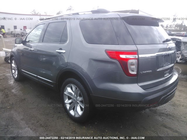 1FM5K7F82DGA49070 - 2013 FORD EXPLORER LIMITED GRAY photo 3