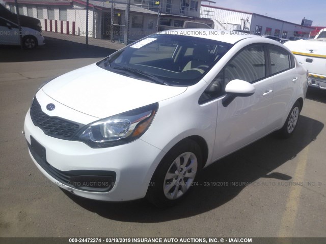 KNADM4A39D6110583 - 2013 KIA RIO LX WHITE photo 2