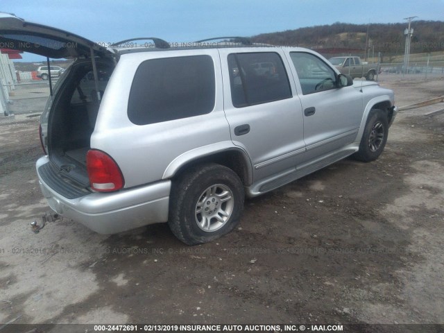 1D4HR48Z63F611044 - 2003 DODGE DURANGO SLT SILVER photo 4