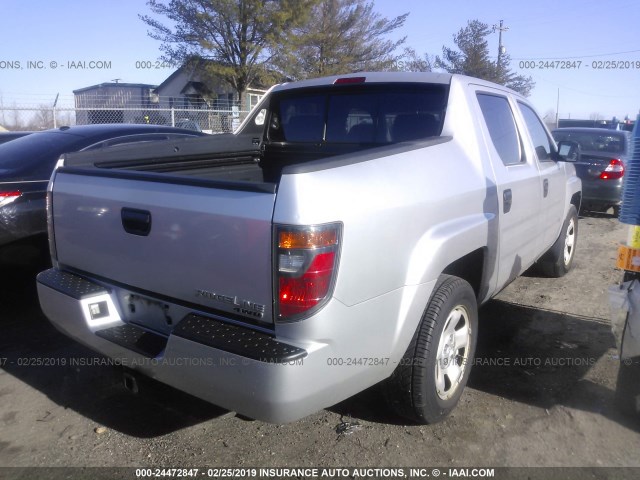 2HJYK16236H532841 - 2006 HONDA RIDGELINE RT SILVER photo 4