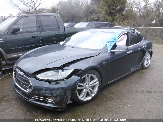 5YJSA1H13EFP51899 - 2014 TESLA MODEL S GRAY photo 2