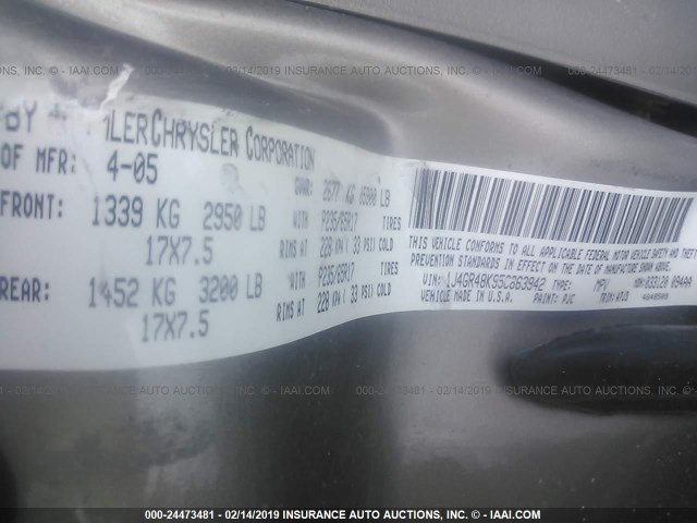 1J4GR48K95C663942 - 2005 JEEP GRAND CHEROKEE LAREDO/COLUMBIA/FREEDOM 金色 照片 9