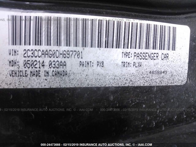 2C3CCAAG0DH697701 - 2013 CHRYSLER 300 BLACK photo 9