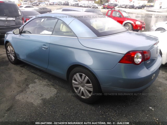 WVWBA71F59V022318 - 2009 VOLKSWAGEN EOS TURBO/KOMFORT BLUE photo 3