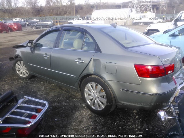 5NPEU46F19H445506 - 2009 HYUNDAI SONATA SE/LIMITED GREEN photo 3