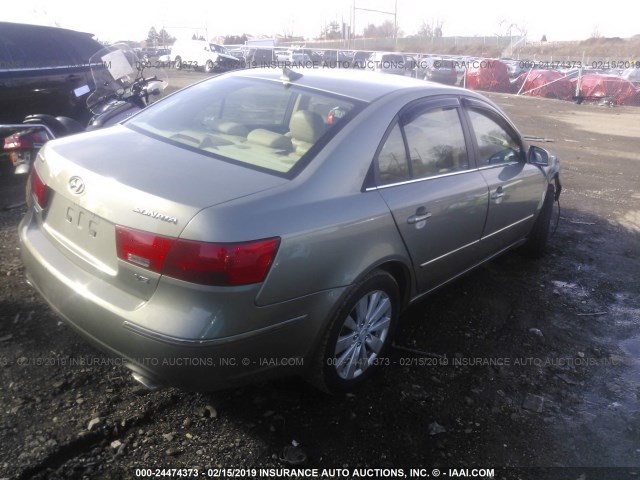 5NPEU46F19H445506 - 2009 HYUNDAI SONATA SE/LIMITED GREEN photo 4