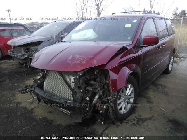 2C4RDGCG6FR541307 - 2015 DODGE GRAND CARAVAN SXT MAROON photo 2