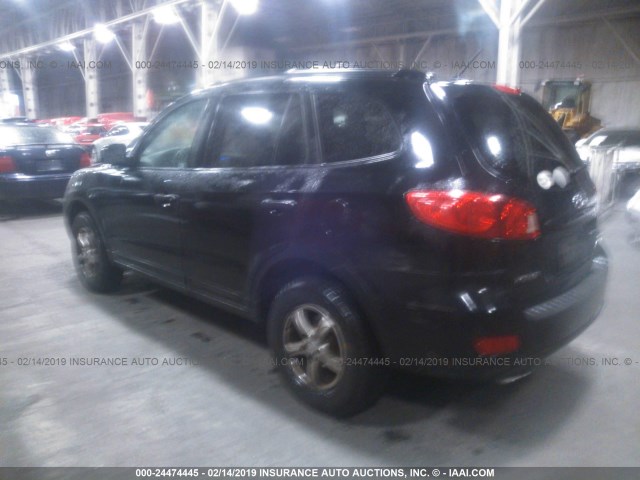 5NMSG73D57H056506 - 2007 HYUNDAI SANTA FE GLS BLACK photo 3