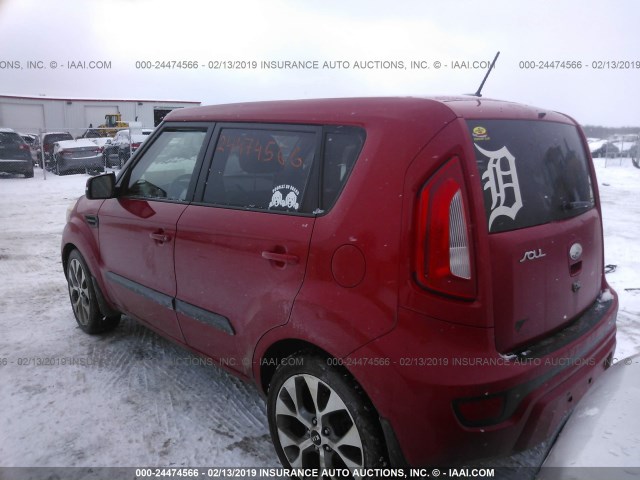 KNDJT2A61D7619620 - 2013 KIA SOUL +/!/SPORT RED photo 3